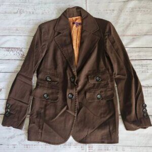Escada Brown Collared Wool Blazer Womens 36 US Small
